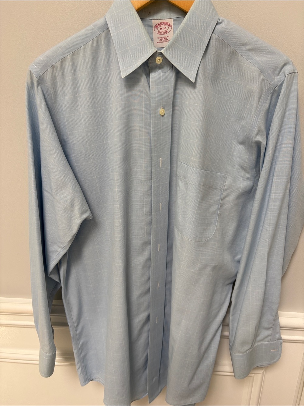 Brooks Brothers Light Blue Windowpane Dress Shirt